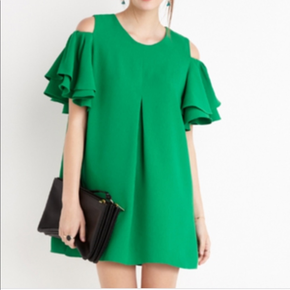 Pixie Market Green cut out ruffled sleeved